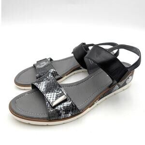 David Tate Civic Slingback Wedge Heel Sandals Women's Black/Multi Sz US13M EU43